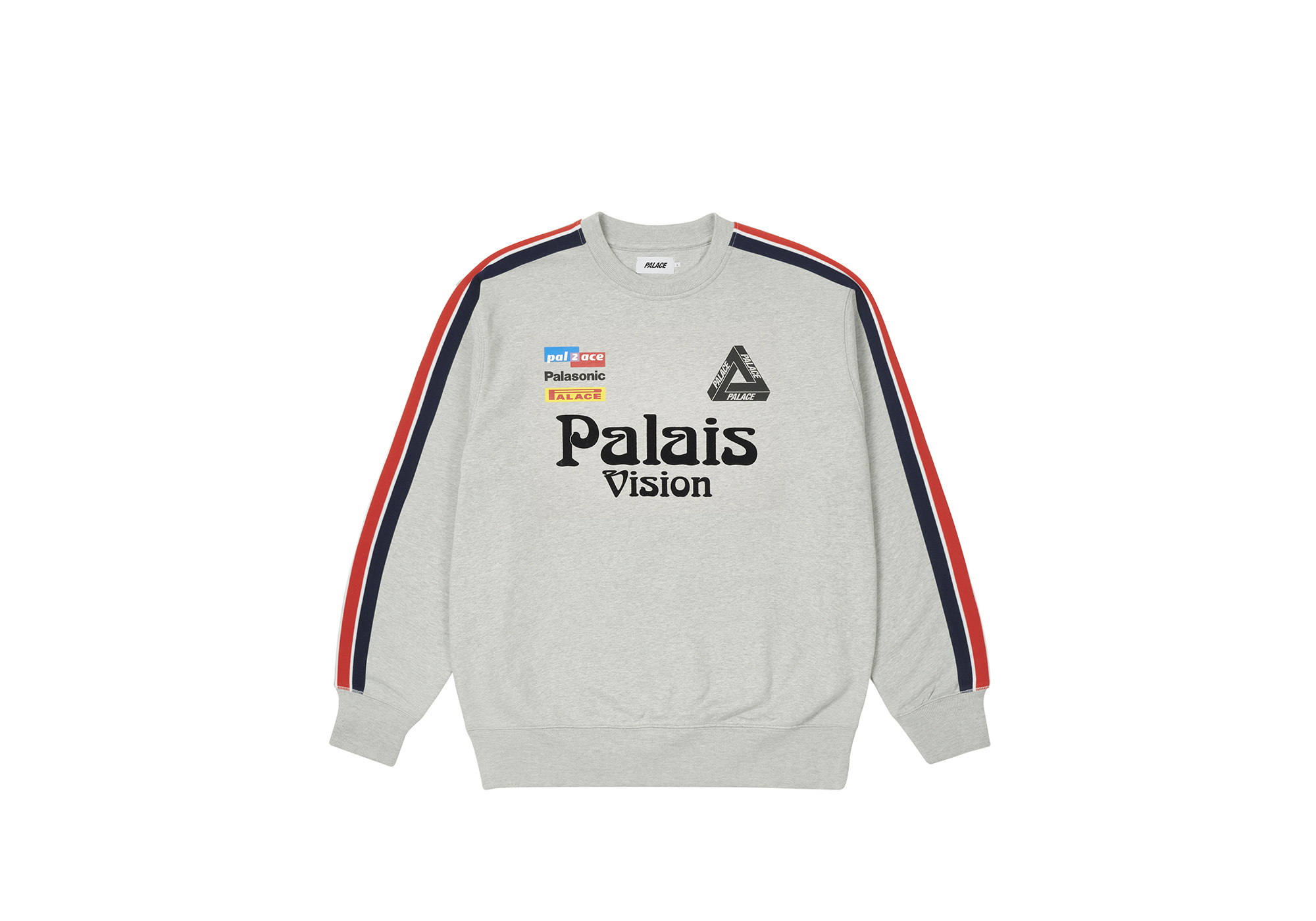 トップス palace TRI-STITCH CREW LIGHT GREY MARL Palace Palace Tri-Wild Crewneck Grey