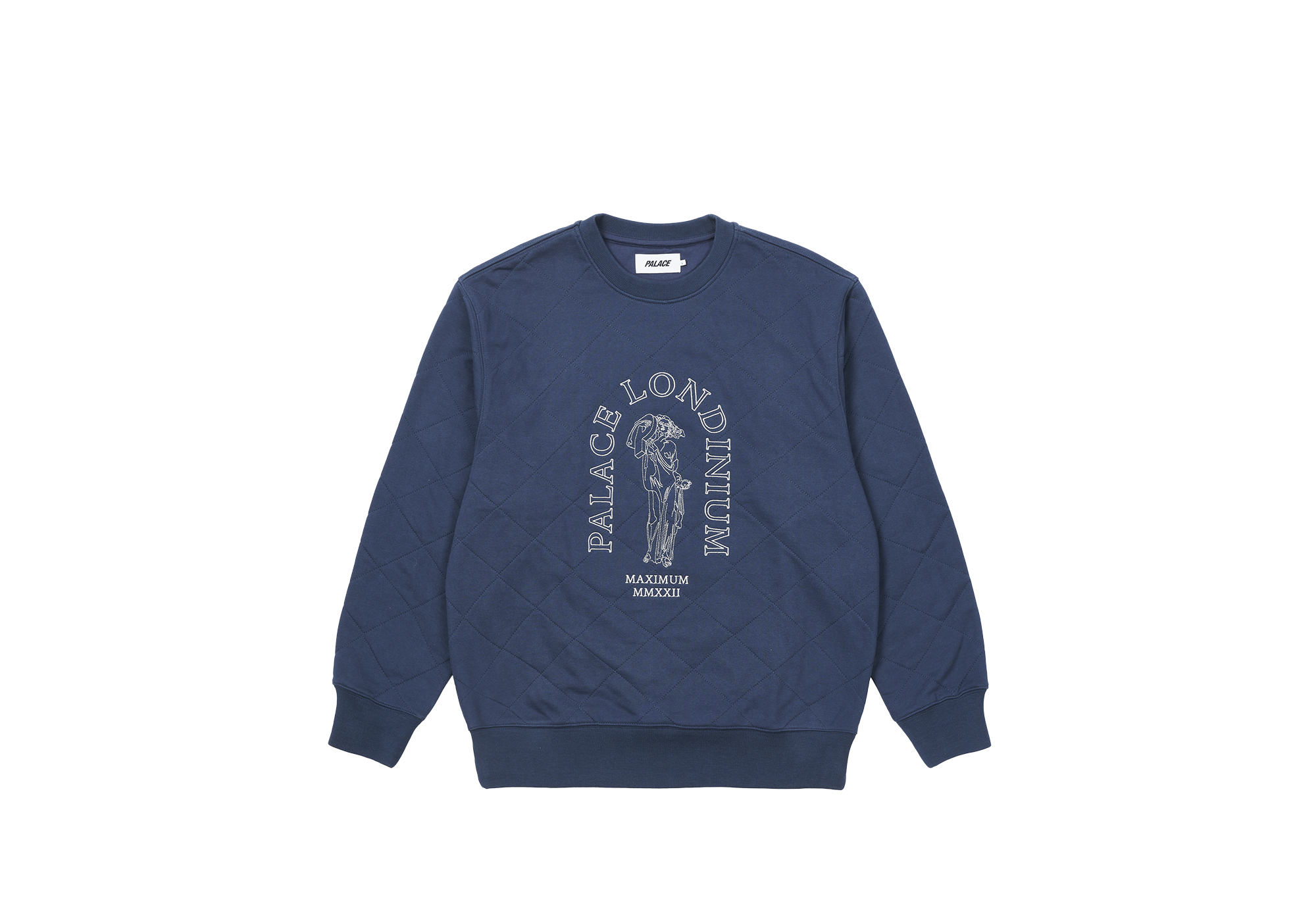 【国内発送】PALACE SKATEBOARDS PALACE LONDINIUM QUILTED CREW Palace Londinium Quilted Crew Grey Marl Men's - FW22 - US
