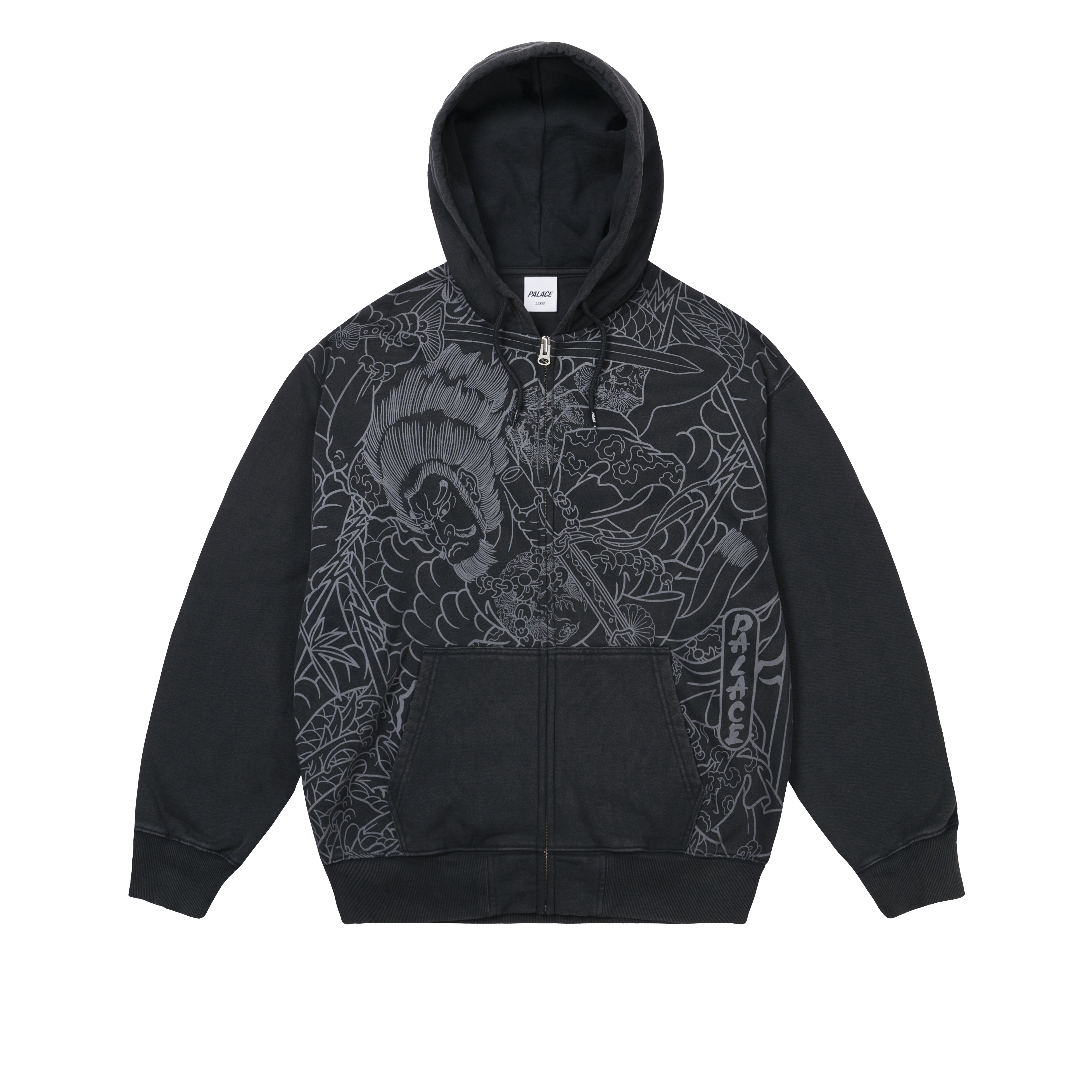 【限定コラボ】PALACE EVISU ZIP HOOD BLACK Palace Evisu Zip Hood Black - Palace Evisu 2024 - Palace