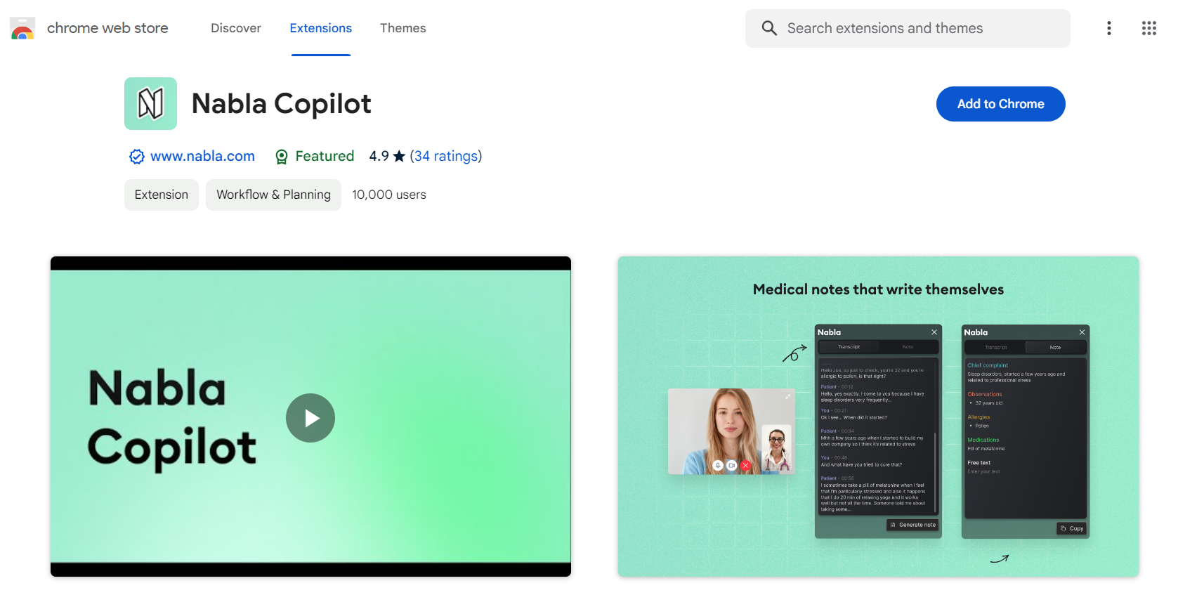 Nabla Copilot Chrome Extension