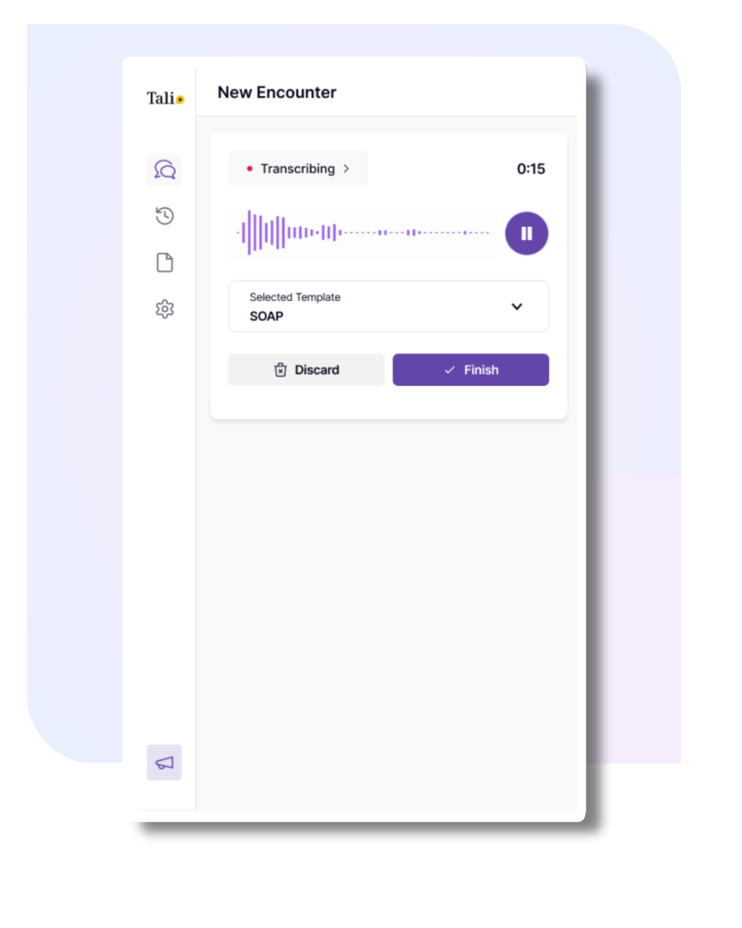 Tali's AI Scribe Web App New Features - New Wave Pattern