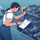 A woman fixing an engine with the help of YOKOT.AI