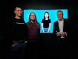 Mikko Lehtimäki, Antti Ohtonen, AI Avatar Johanna from Softlandia and Arto Nyberg.