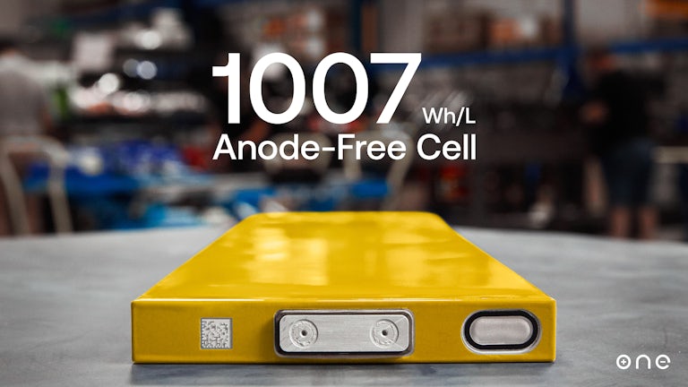 ONE Reveals 1007 Wh/L Anode-Free Cell That Enables 600-mile Gemini Battery
