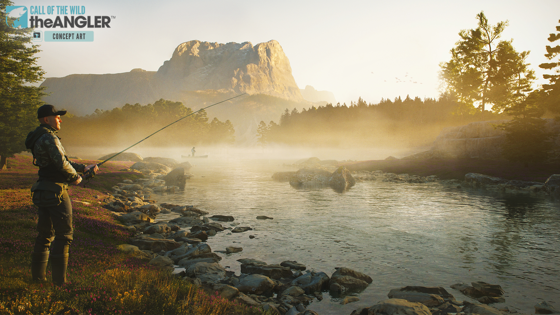 Concept art depicting an open world multiplayer fishing experience.