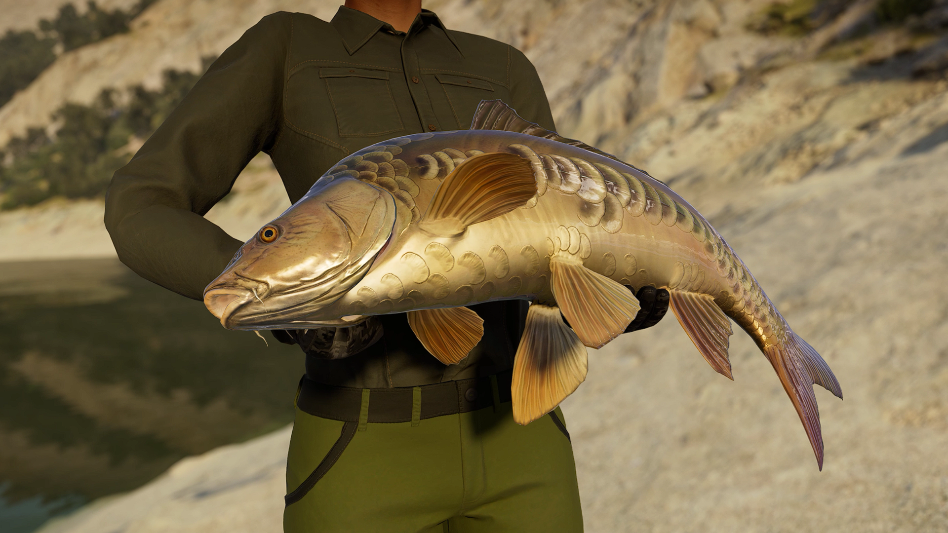 Destination: Spain - player holding the Legendary Mirror Carp.