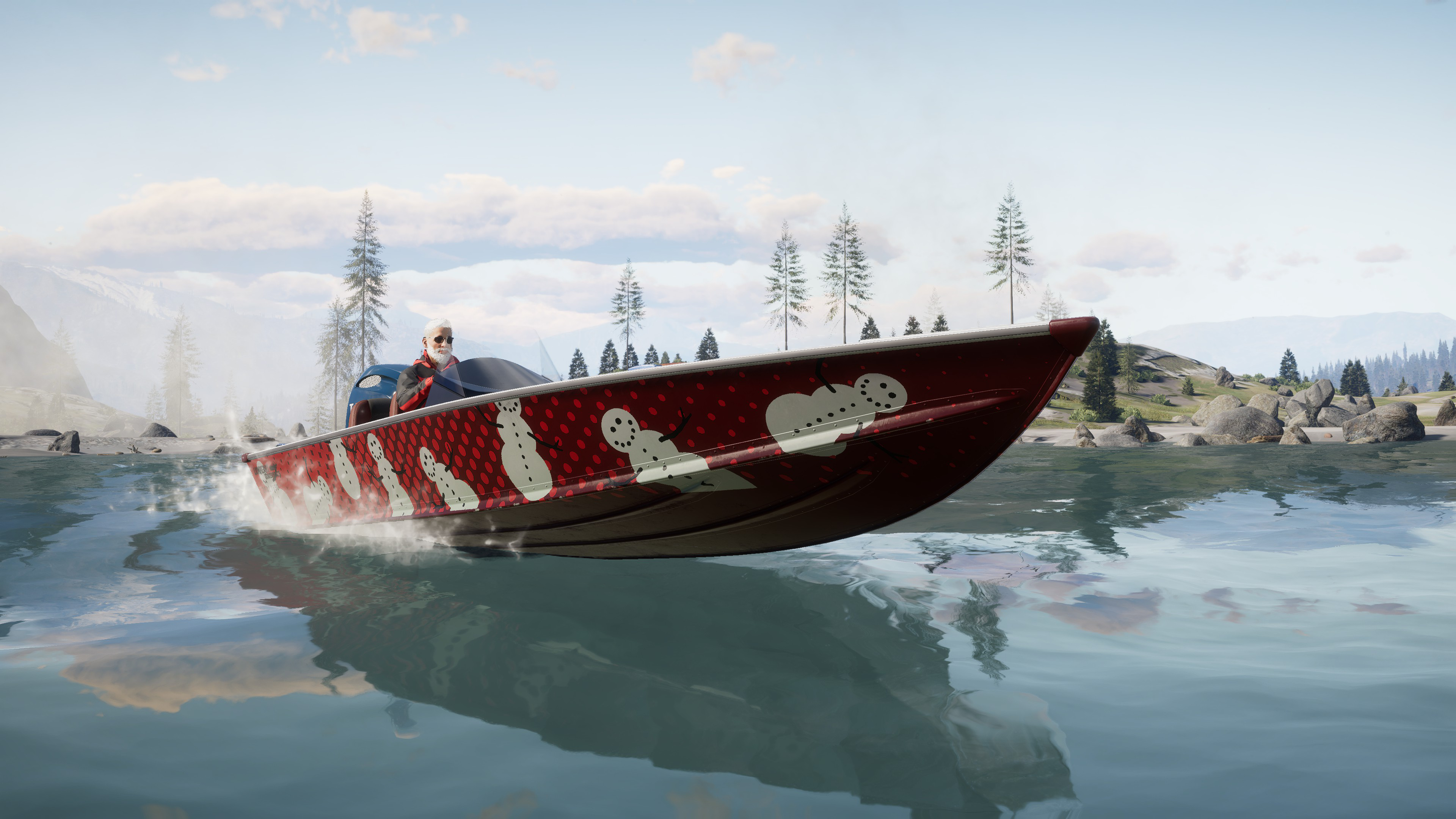 One of the boat liveries available in the free Winter Vehicle Cosmetics Pack.