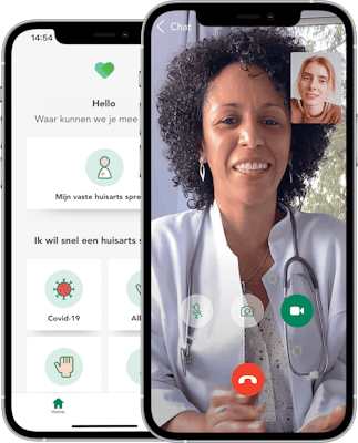 Doktr-app-interface gebruikt bij online doktersafspraak van patiënt