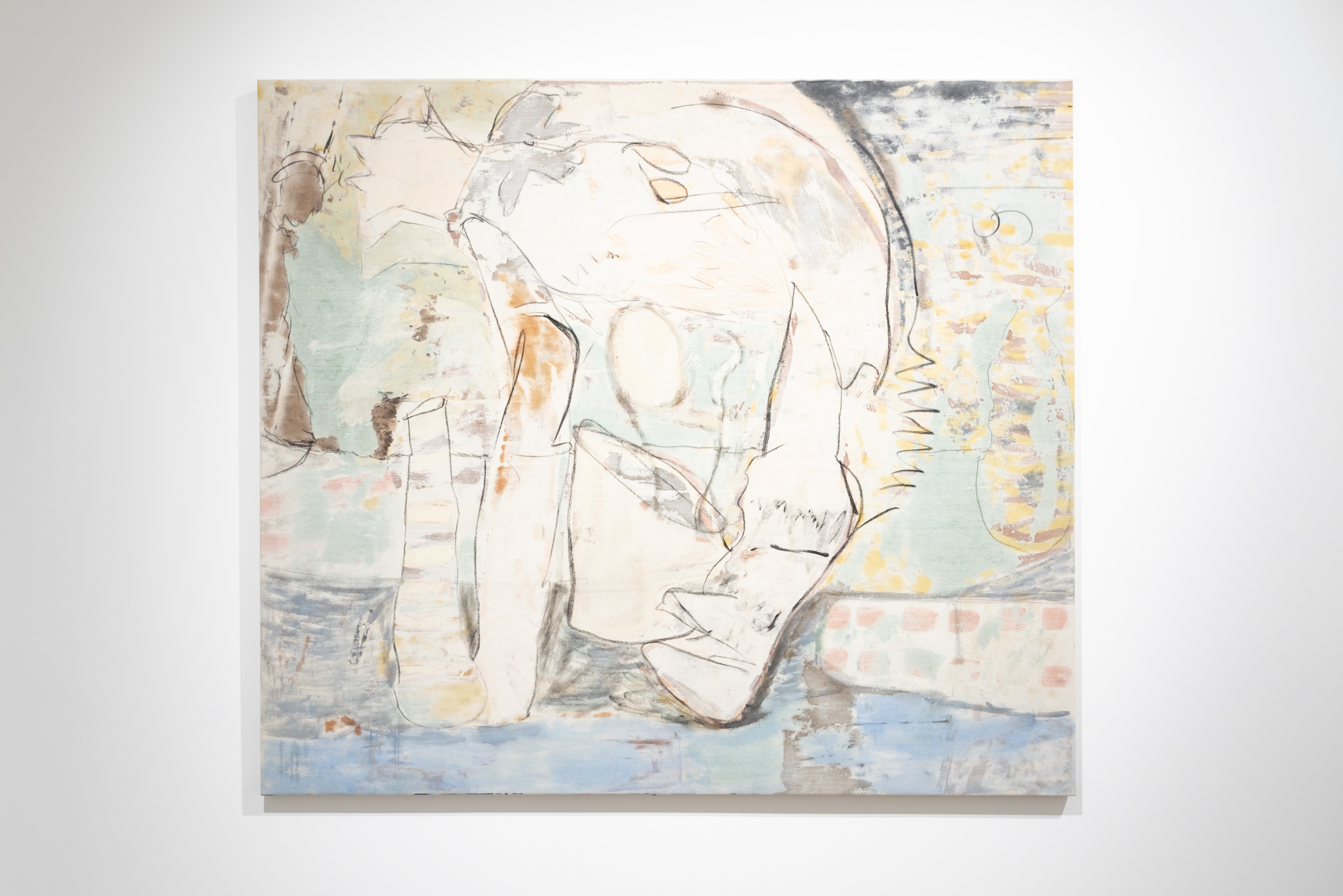 Oil, acrylic and charcoal on canvas, 182 x 160 cm