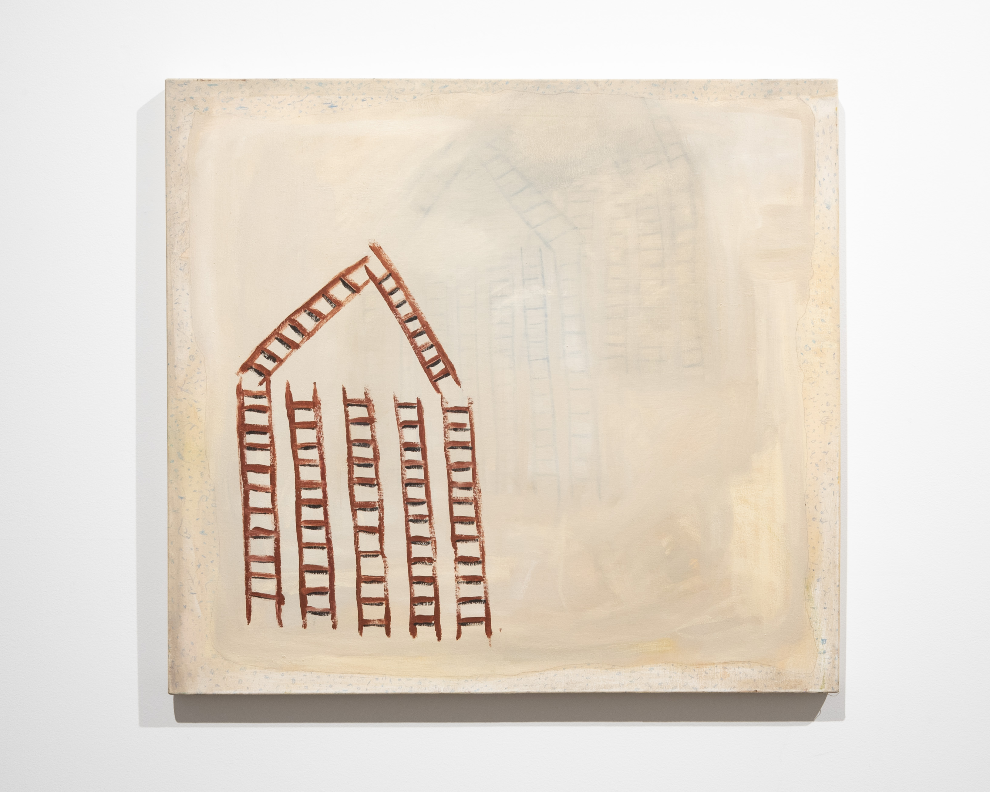 Oil, charcoal, coloured pencil on canvas, 88 x 80 cm
