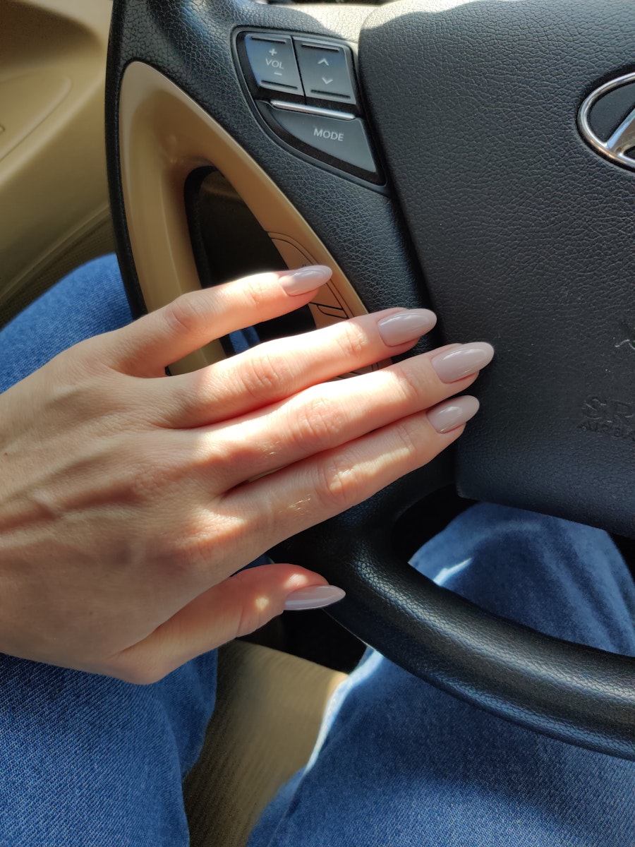 Nude long oval exquisite nails