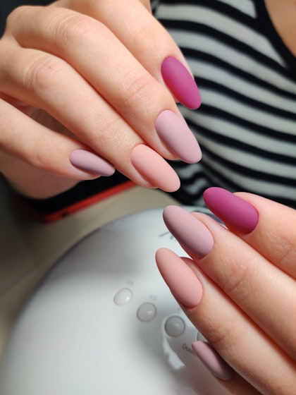 Matte manicure gel polish in pastel colors