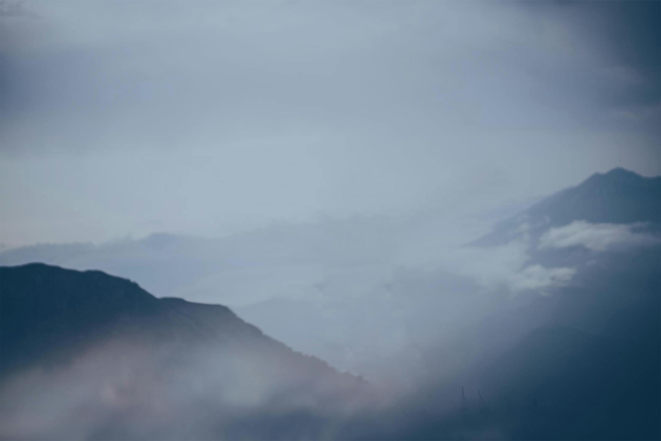 Mountain peaks with fog