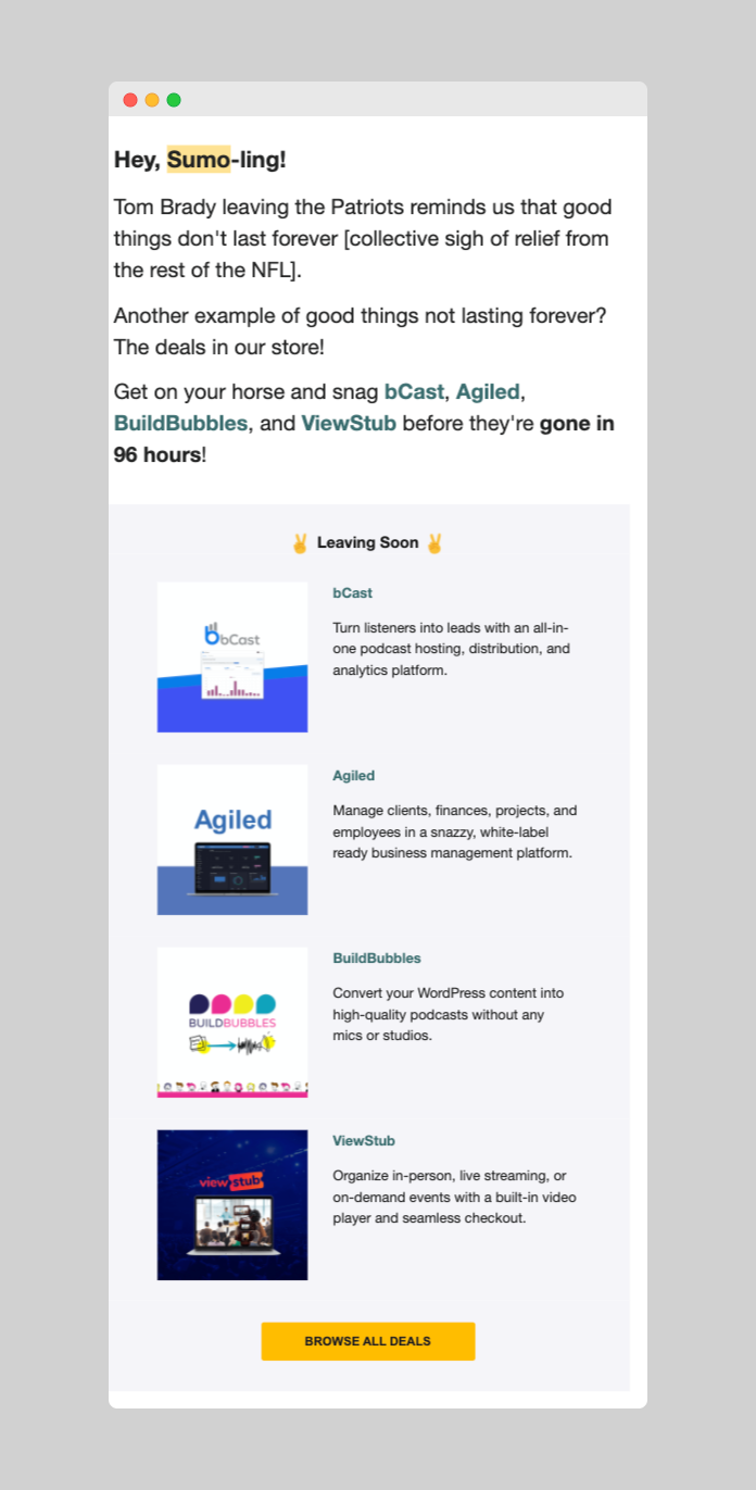 Email Marketing strategy: AppSumo email example