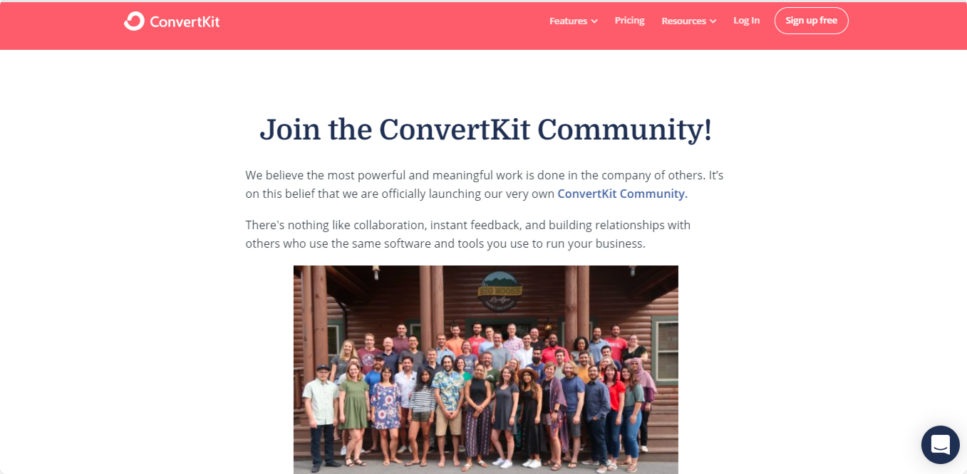 SaaS email marketing: ConvertKit's community of engaged users