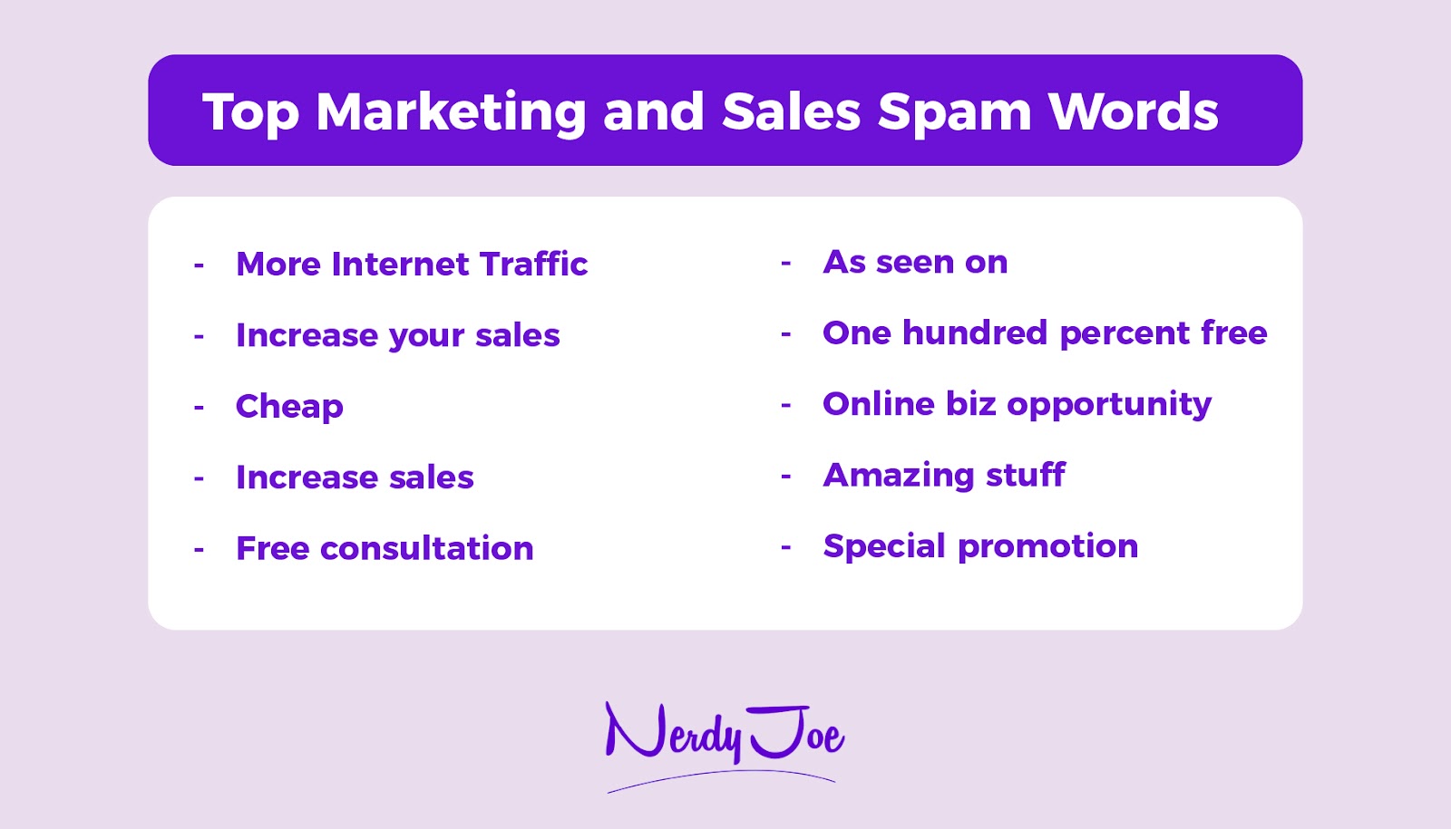 top marketing and sales spam words