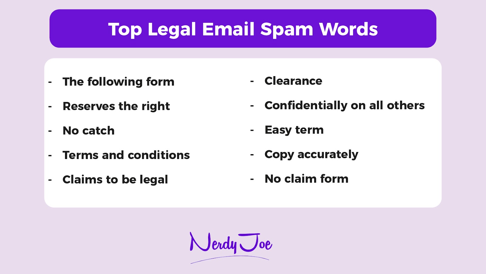 top legal email spam words