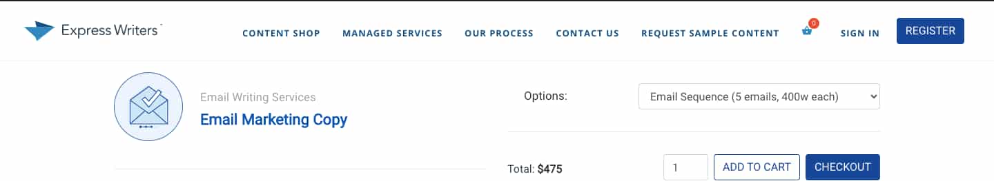 express writers email marketing copy pricing