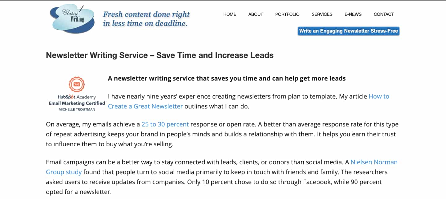 ClassyWriting newsletter writing service