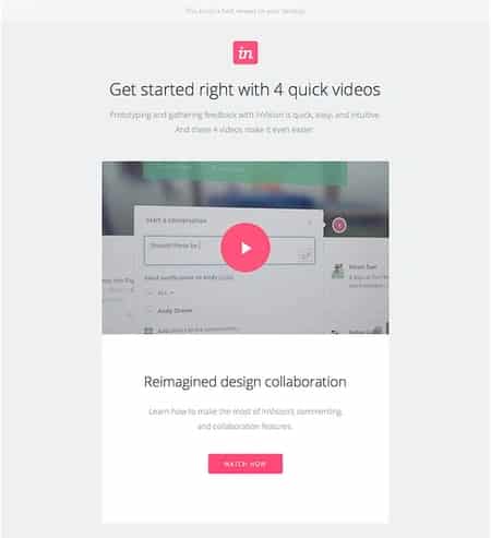 InVision welcome email example
