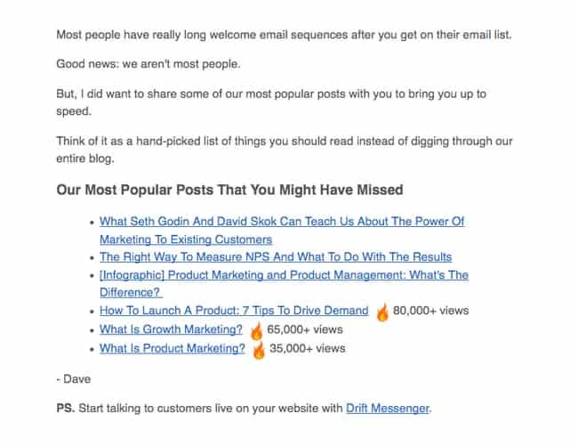 drift welcome email example