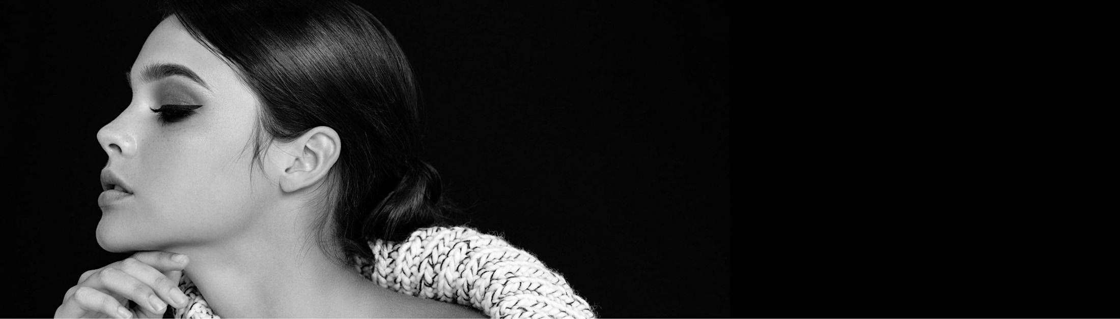 beautiful woman holding chin