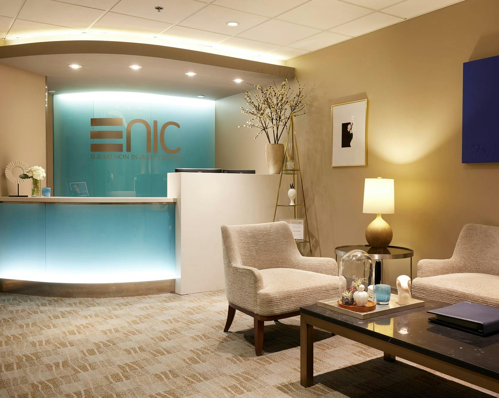 an image of the lobby at ENIC (Egrari Non Invasive Center)