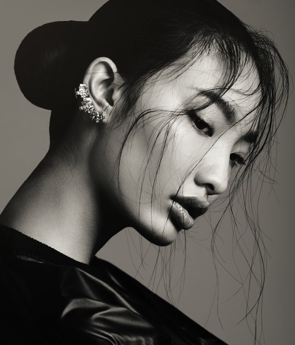 beautiful woman side profile