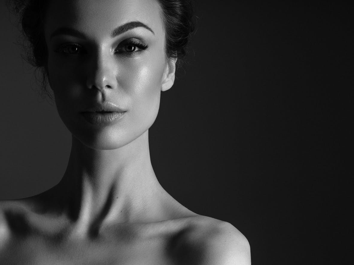 black and white woman glamour shot