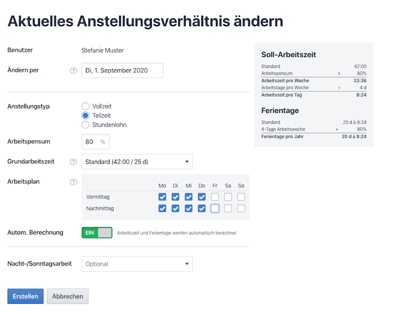 Änderung eines Anstellungsverhältnisses