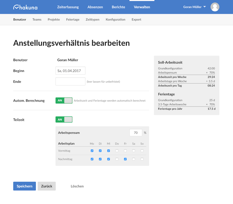 Verwaltung eines Anstellungsverhältnisses