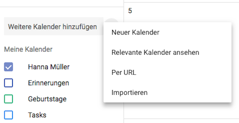 Im Google Kalender klickst du das Plus neben "Weitere Kalender hinzufügen" aus und wählst die Option "Per URL".