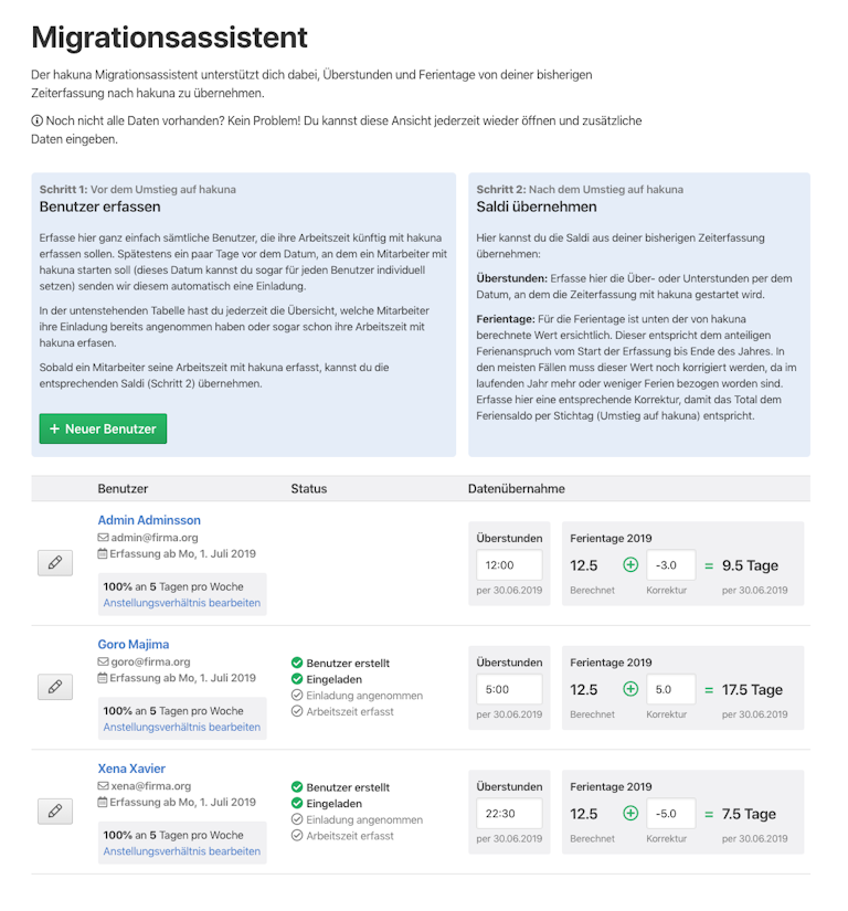Der Migrationsassistent kann unter Verwalten > Tools gefunden werden