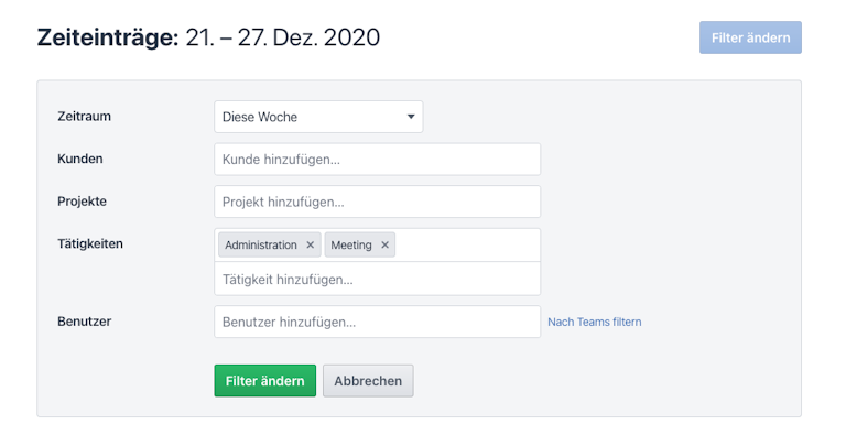 Filter mit Mehrfachauswahl