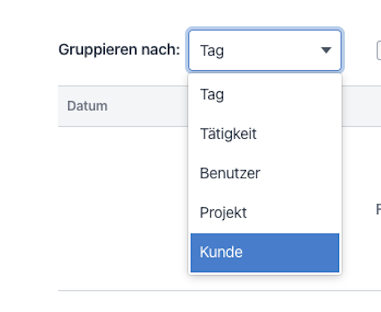 Gruppierung nach Kunde