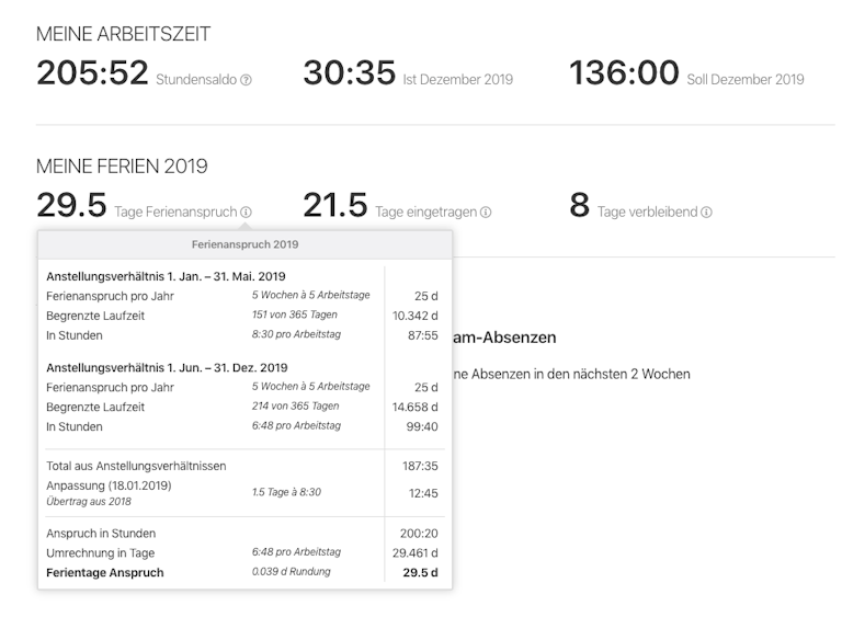 Nur ein Klick entfernt: Details der Ferienberechnung