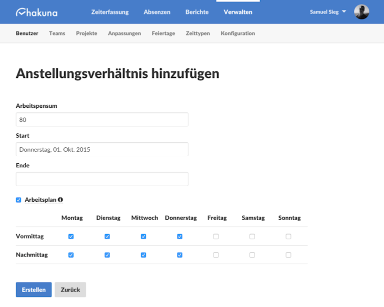 Arbeitsplan definieren