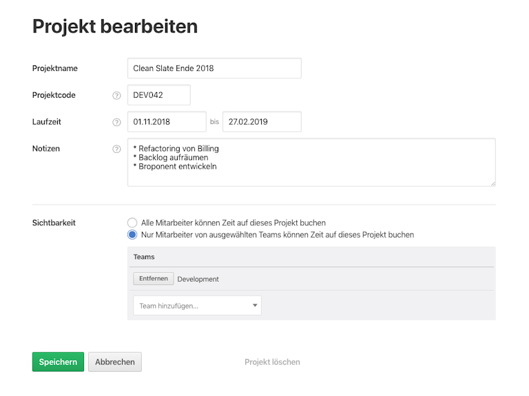 Projekte detaillierter beschreiben