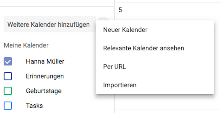 Kalender-Abonnement in Google Calendar hinzufügen