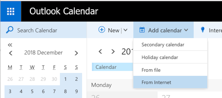 Kalender-Abonnement in Office 365 hinzufügen