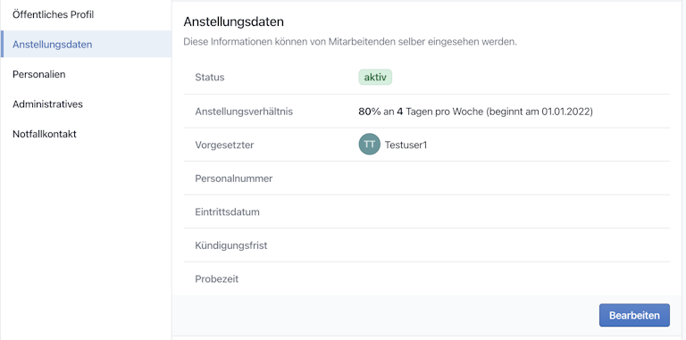 In der Benutzerverwaltung kann der Vorgesetzte pro Benutzer eingesehen oder geändert werden.
