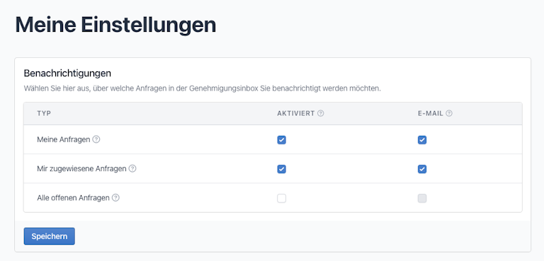 Genehmigungsrelevante Benachrichtigungen können neu unter "Meine Einstellungen" den eigenen Bedürfnissen angepasst werden.