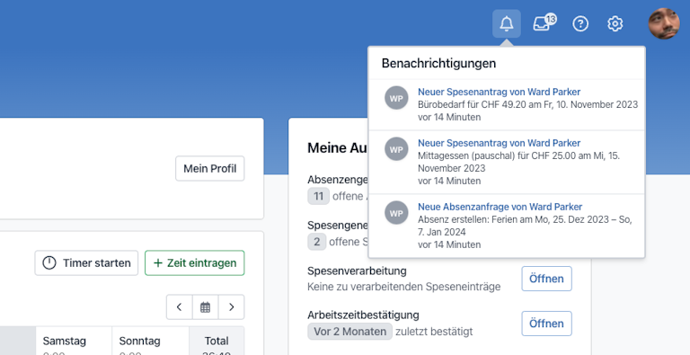 Benachrichtigungsübersicht