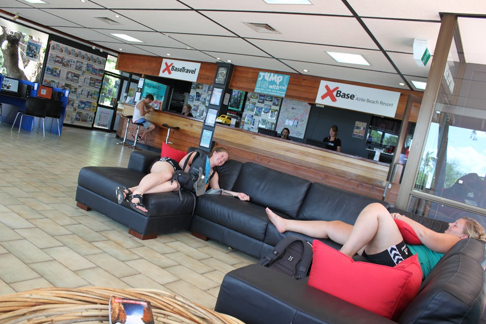 reception area at base airlie beach hostel