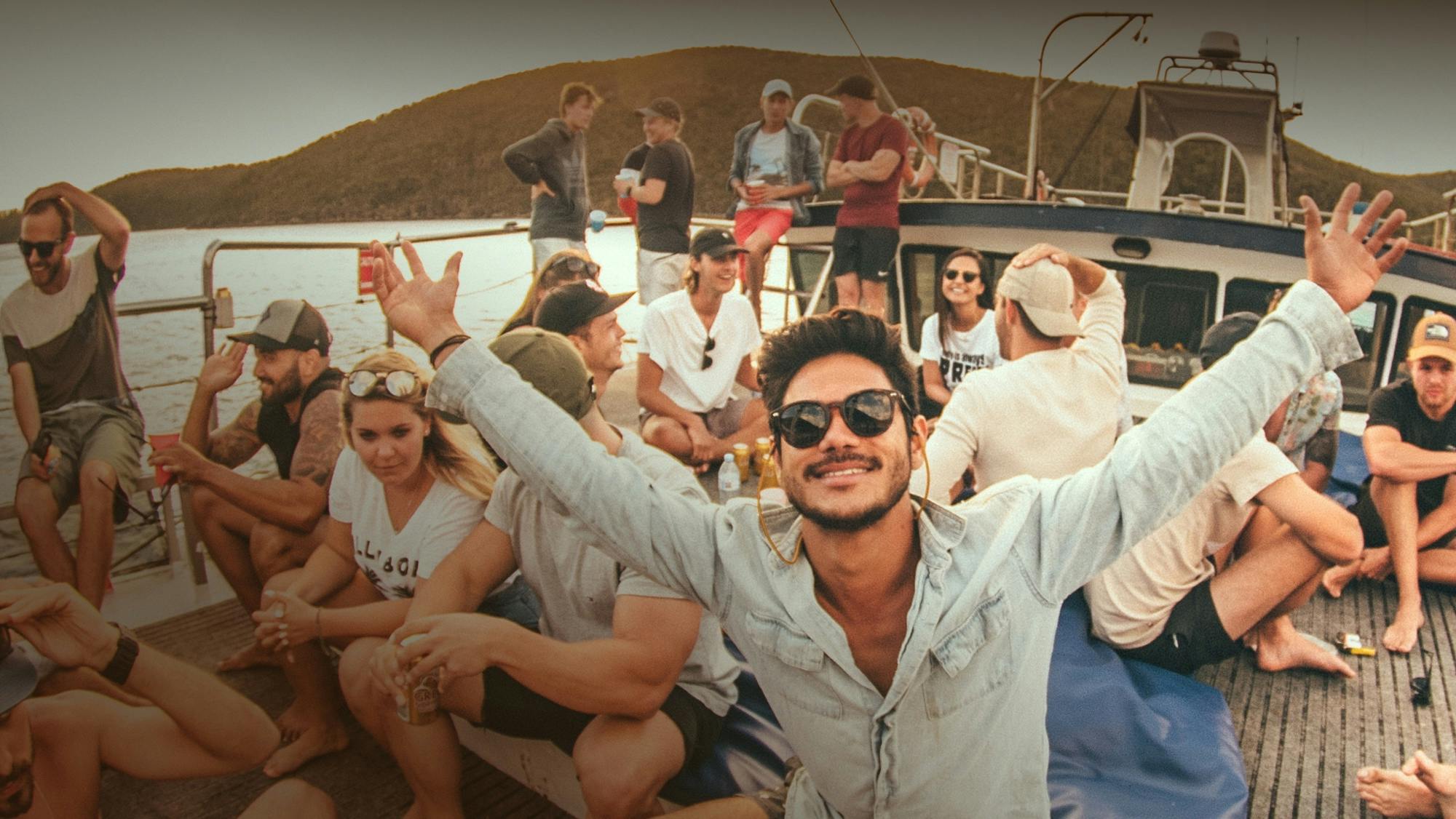 young travellers having fun on a whitsundays boat