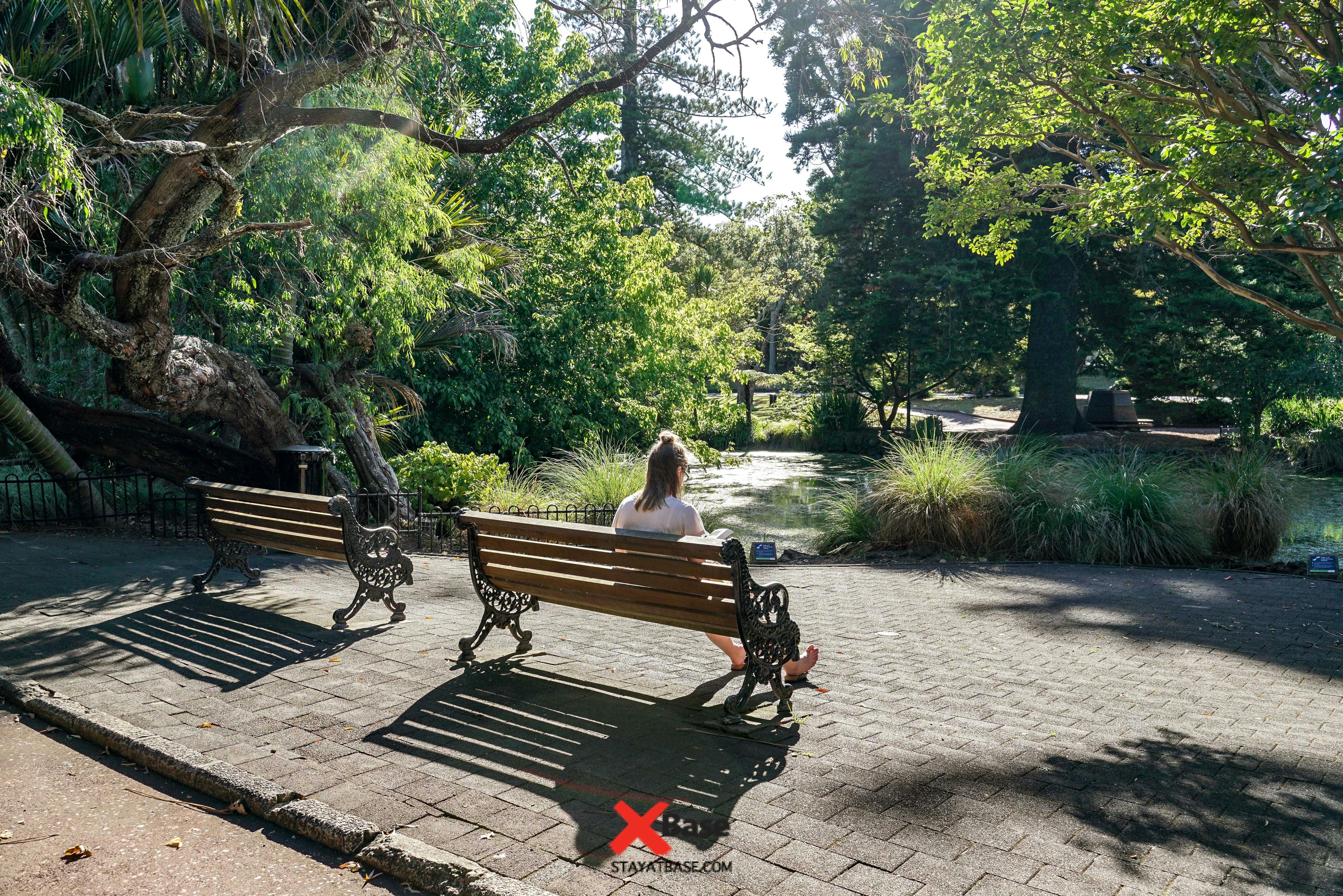 relaxing in Auckland Domain