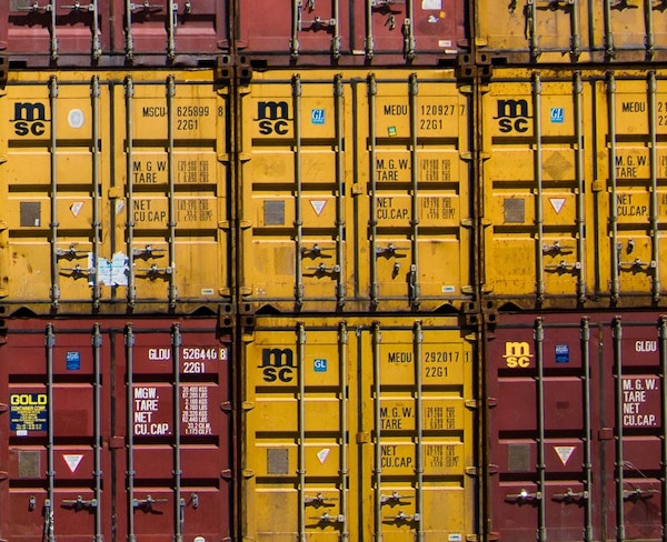Several stacked shipping containers