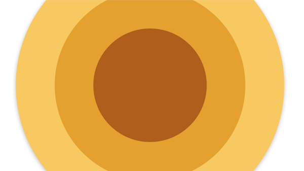 A circle with three colors expanding from the centre