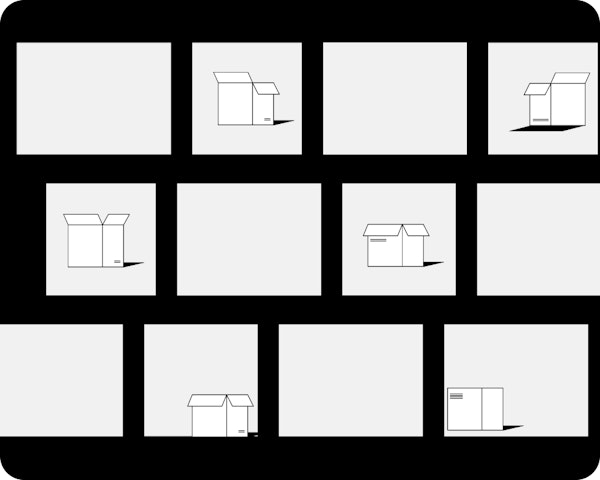 Illustration with different boxes, some with packages