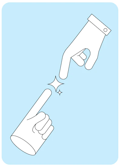 Illustration of two fingers making contact